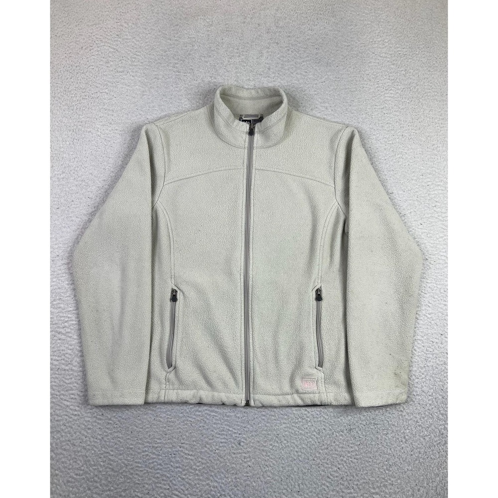 REI Fleece Jacket Womens Large Gray Polartec Full Zip Pockets Outdoor Hiking